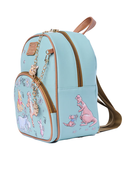 Winnie the Pooh Mini Backpack Sketch Floral Bag with Detachable Character Charm