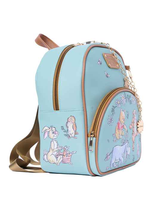 Winnie the Pooh Mini Backpack Sketch Floral Bag with Detachable Character Charm