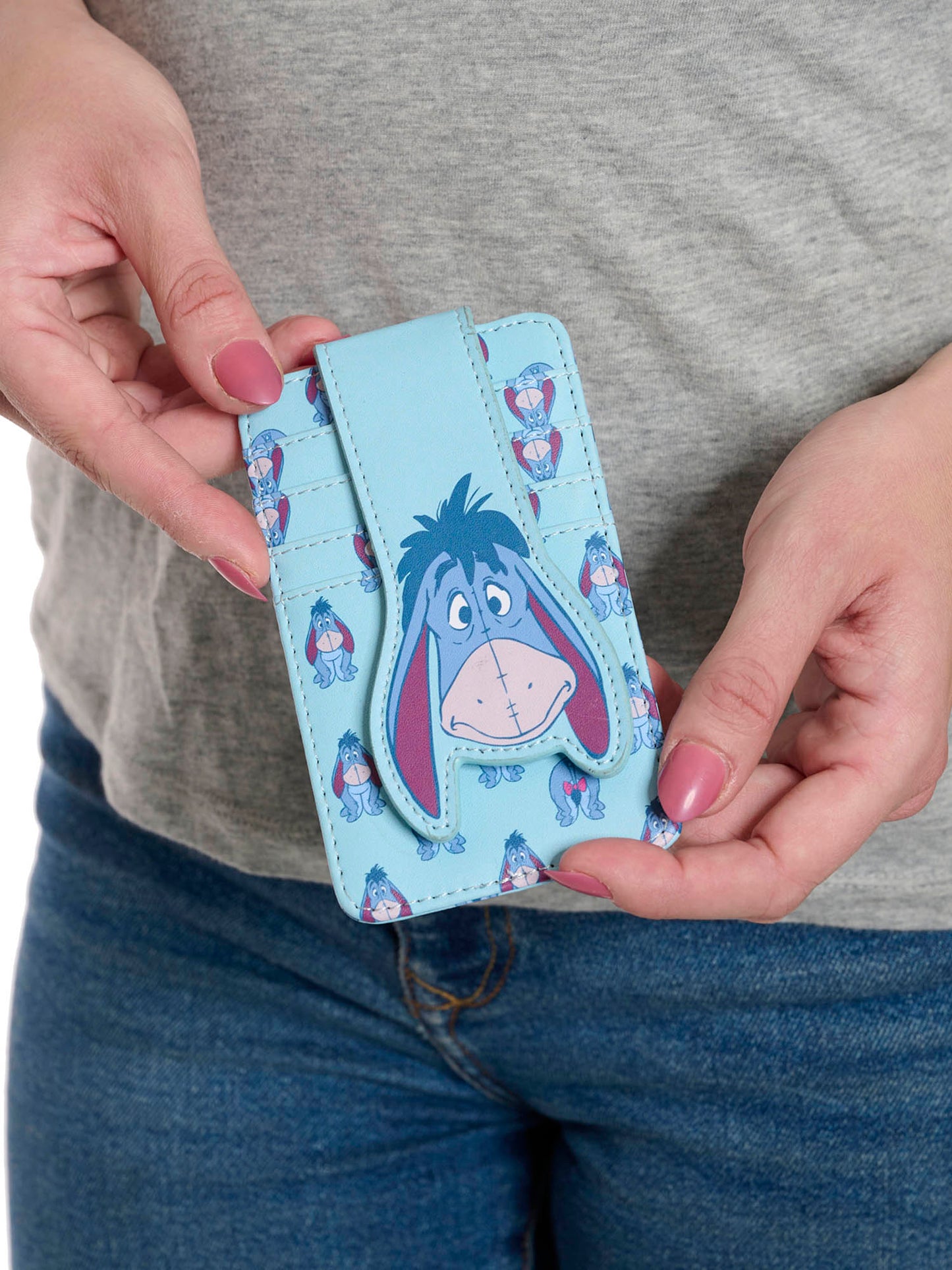 Womens Disney Eeyore Card Holder Wallet Button Snap Closure