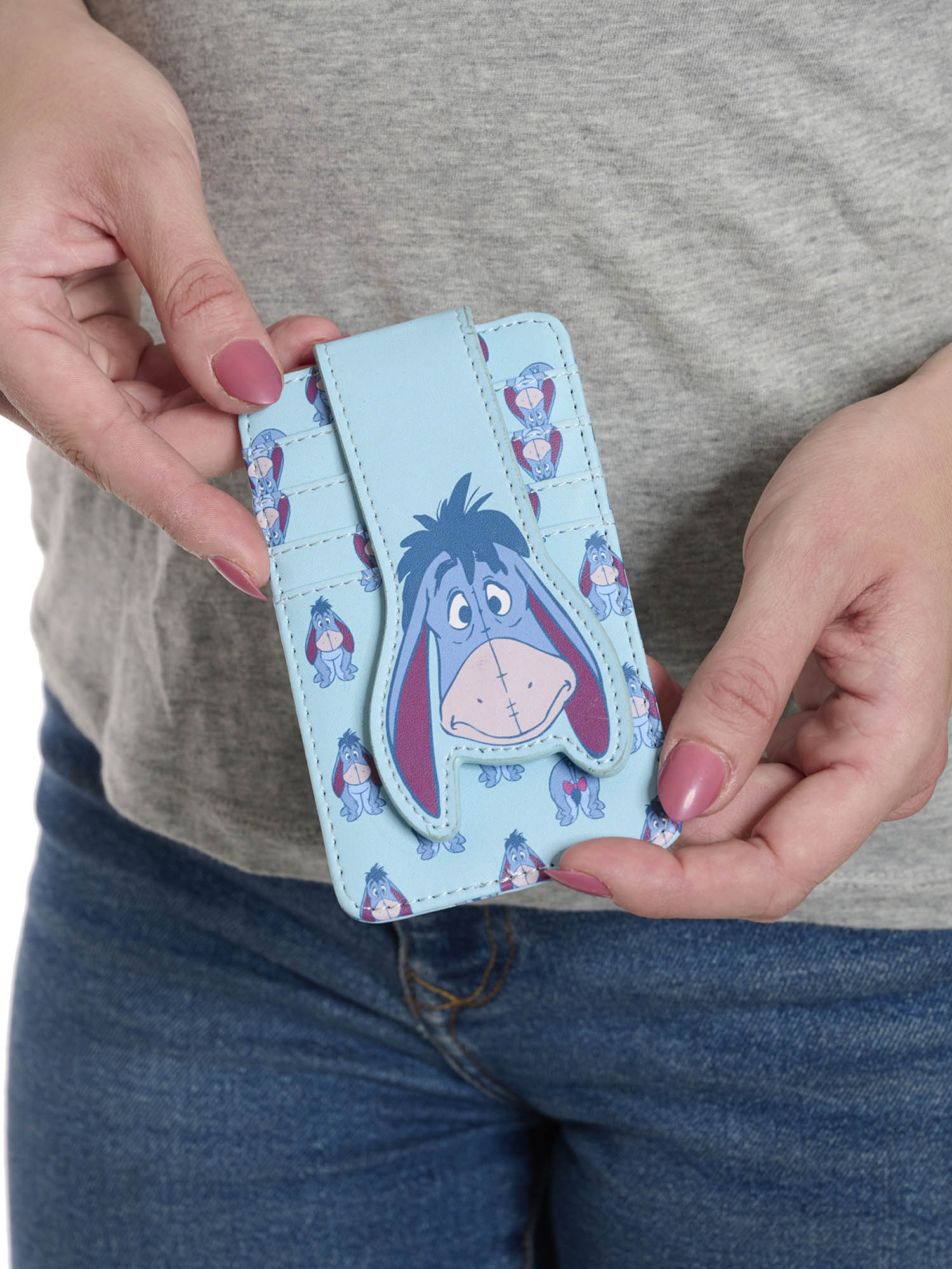 Womens Disney Eeyore Card Holder Wallet Button Snap Closure