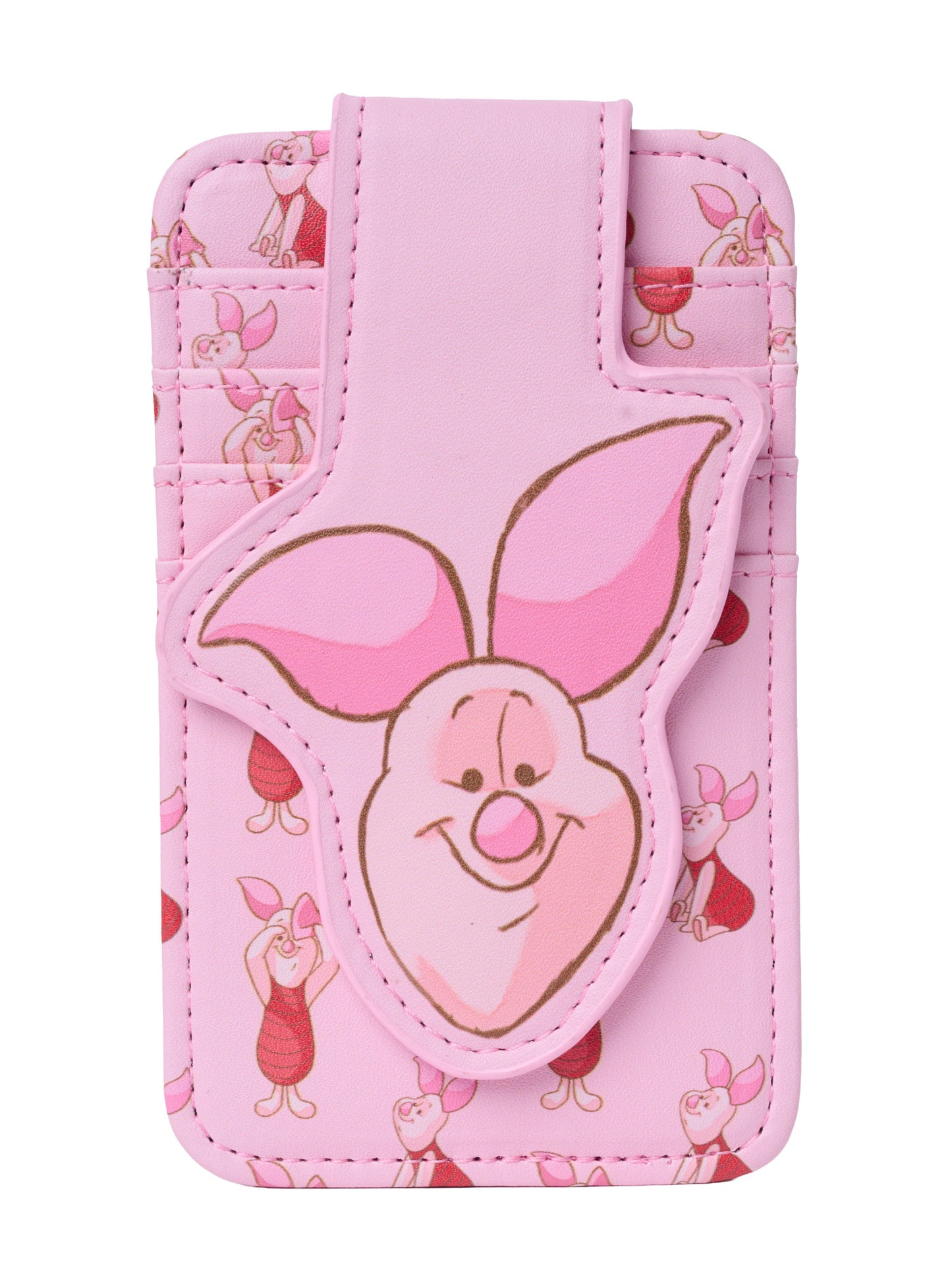 Disney Piglet Slim Card Holder Wallet Pink Winnie the Pooh Faux Leather ID Case