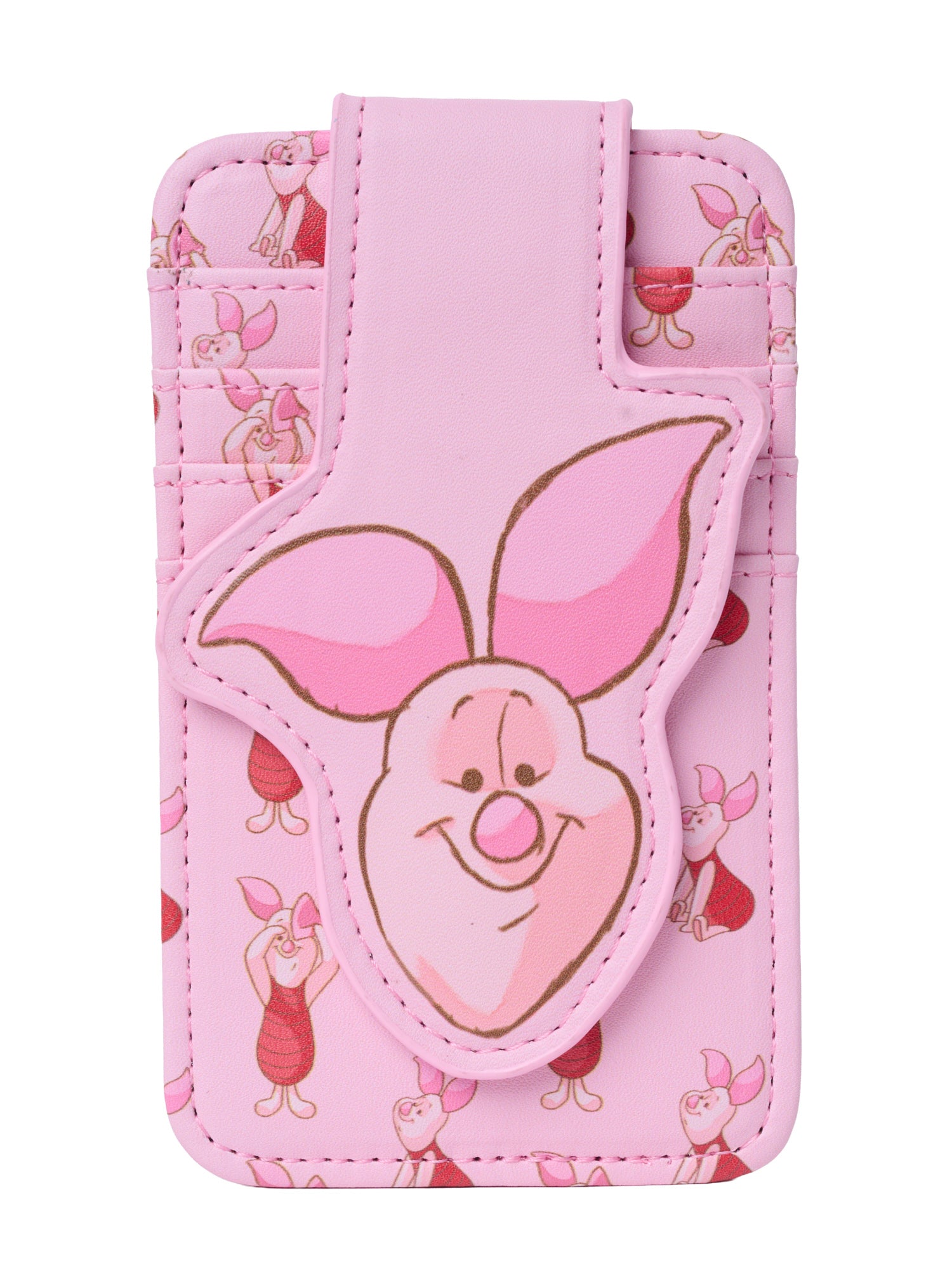 Disney Piglet Slim Card Holder Wallet Pink Winnie the Pooh Faux Leather ID Case