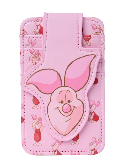 Disney Piglet Slim Card Holder Wallet Pink Winnie the Pooh Faux Leather ID Case