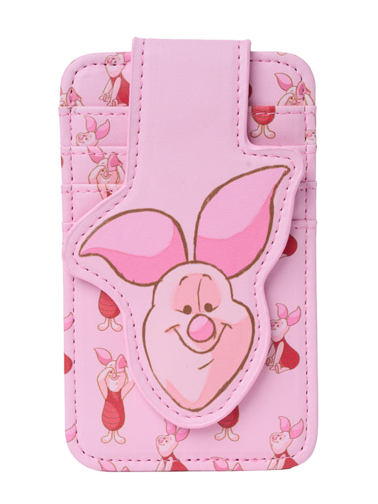 Disney Piglet Slim Card Holder Wallet Pink Winnie the Pooh Faux Leather ID Case