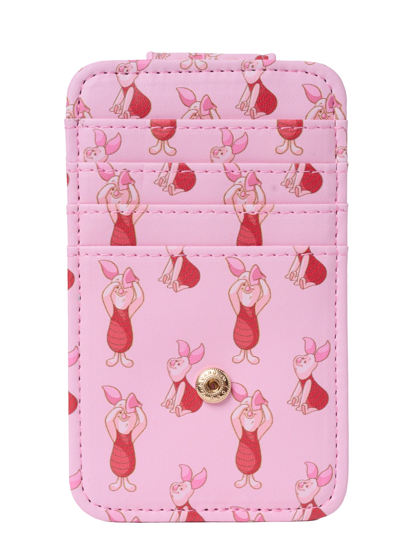 Disney Piglet Slim Card Holder Wallet Pink Winnie the Pooh Faux Leather ID Case