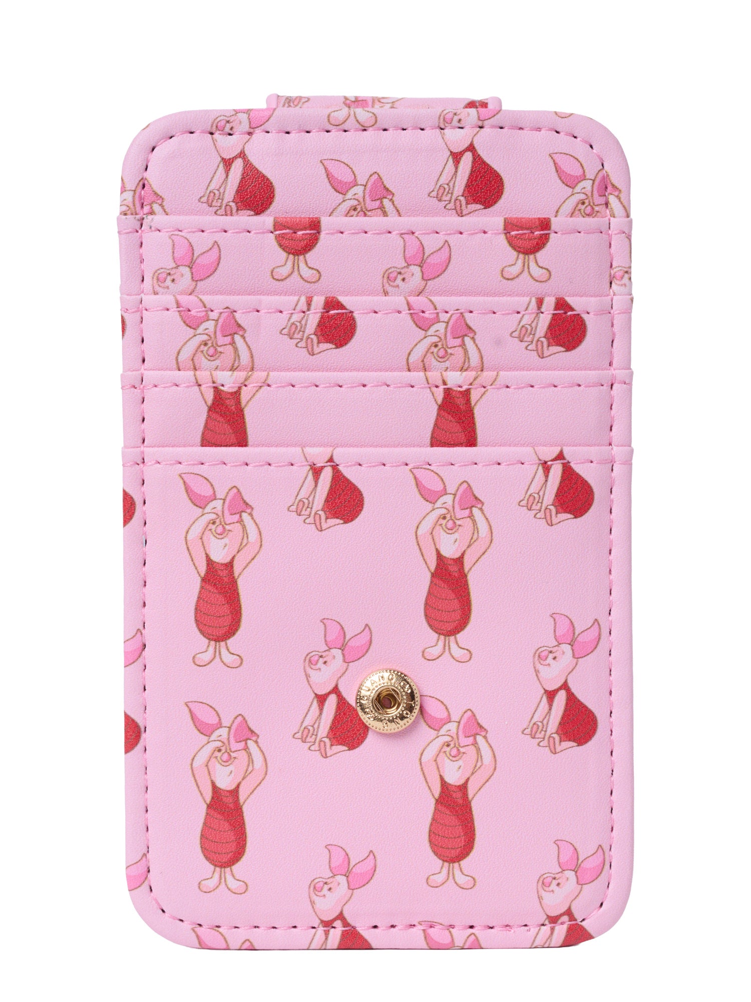 Disney Piglet Slim Card Holder Wallet Pink Winnie the Pooh Faux Leather ID Case