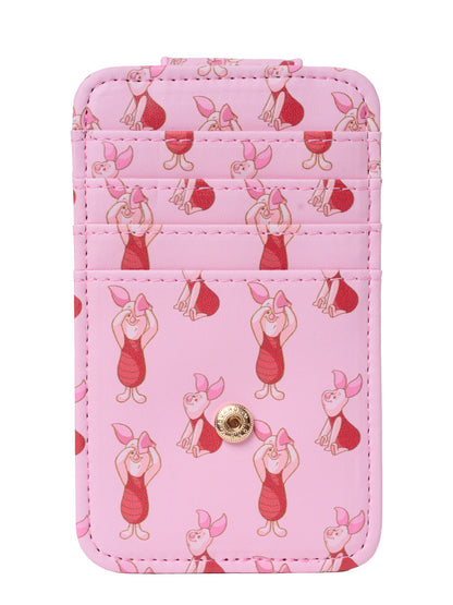 Disney Piglet Slim Card Holder Wallet Pink Winnie the Pooh Faux Leather ID Case