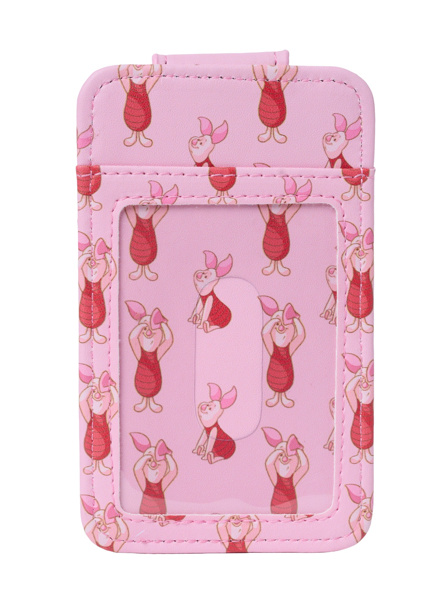 Disney Piglet Slim Card Holder Wallet Pink Winnie the Pooh Faux Leather ID Case