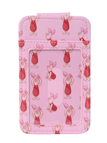 Disney Piglet Slim Card Holder Wallet Pink Winnie the Pooh Faux Leather ID Case