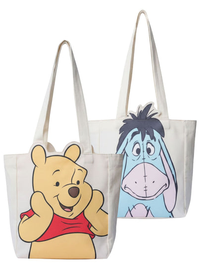 Disney Winnie the Pooh and Eeyore Die-Cut Canvas Tote Bag (2 Pack Set)