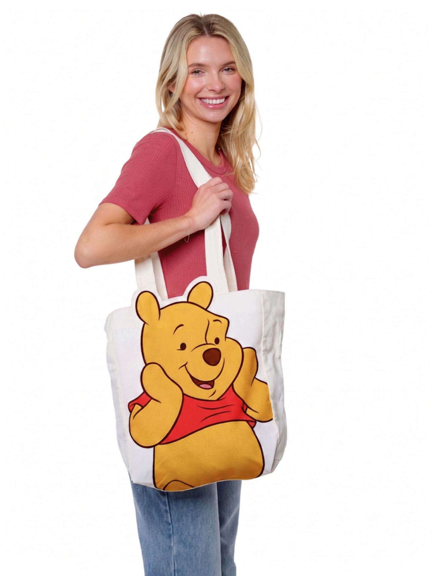 Disney Winnie the Pooh Die-Cut Canvas Tote Bag with Shaped Top