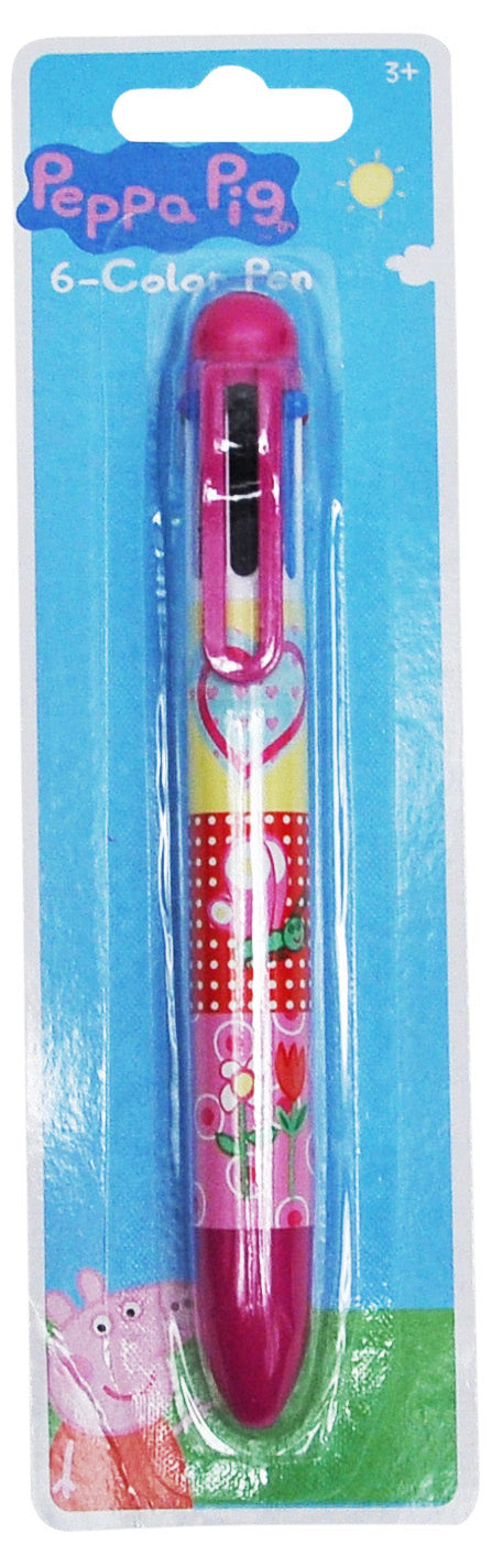 Peppa Pig 15" Backpack Flowers w/ 6-Color Retractable Pen Girls Pink Set