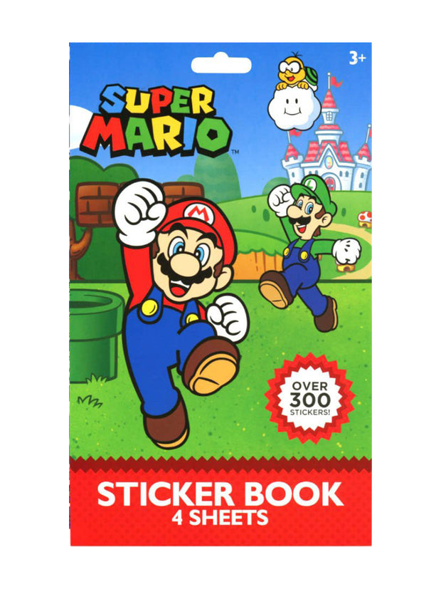 Super Mario Backpack  16" All-Over Print Luigi Toad w/ 4 Sheet Sticker Book Set