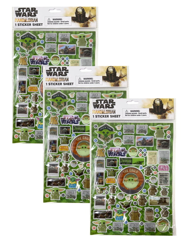 Disney Star Wars Baby Yoda Mandalorian Child 3D Raised Stickers 3 Pack Set