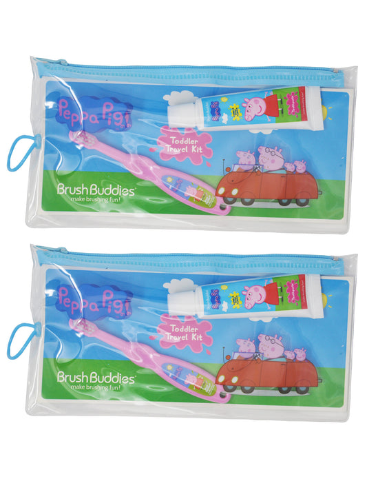 Girls Peppa Pig Toothbrush & Toothpaste Zipper Travel Kit 2-Pack