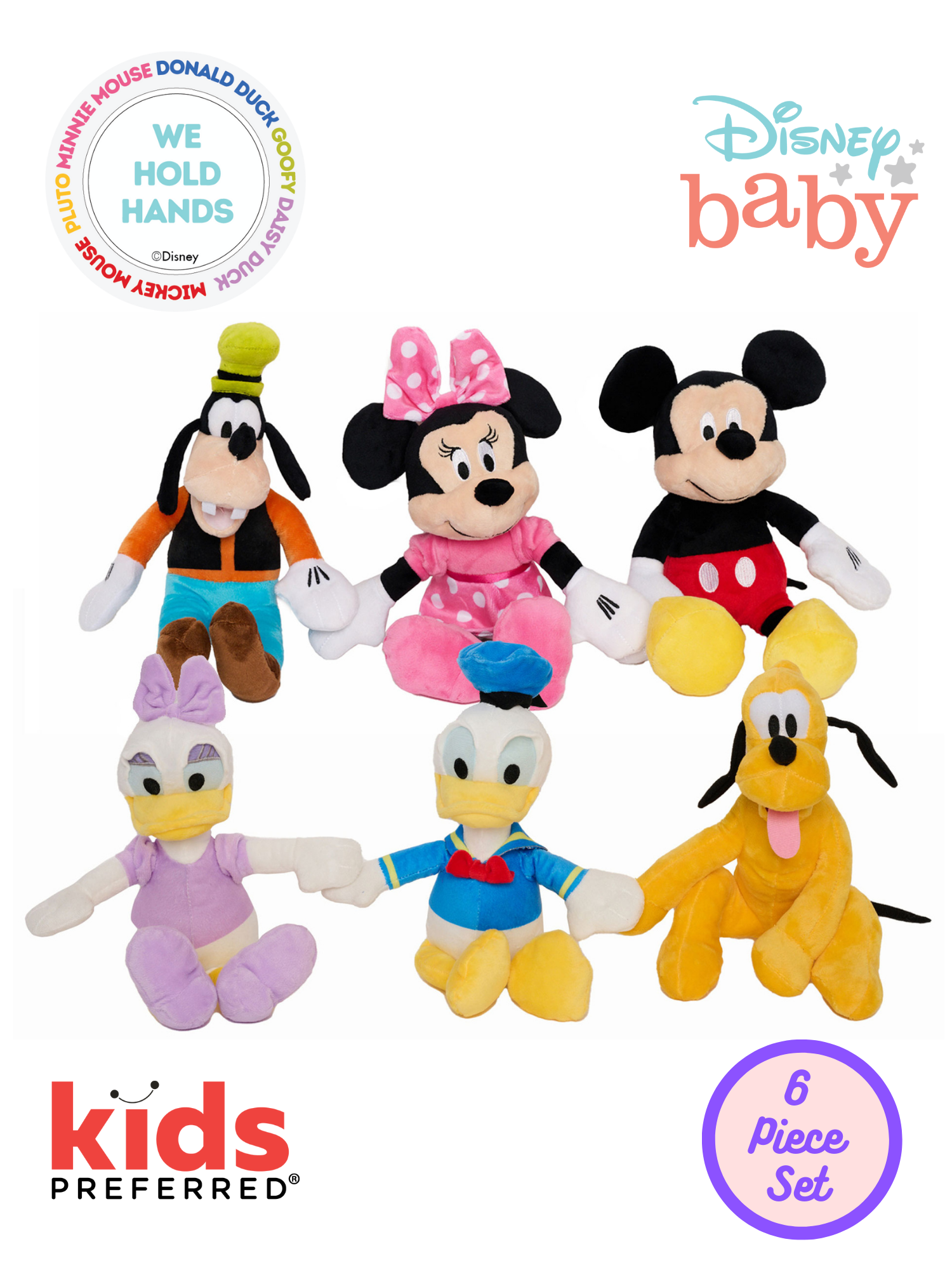 Disney Mickey & Friends Plush Doll Toy Hands Stick Together 6-Dolls 11