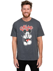 Men's Big & Tall Mickey Mouse T-Shirt Varsity Script Dark Heather Gray