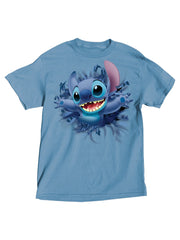 Disney Men's Stitch T-Shirt Short Sleeve Blue Front Back (Size Small Only)