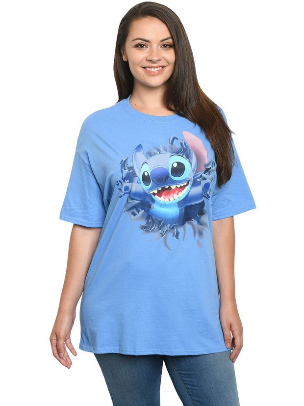 Disney Stitch T-Shirt Blue Front Back Design Women's (Size Small Only)