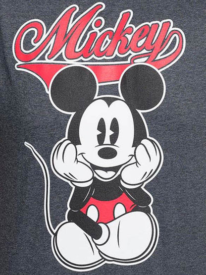 Men's Big & Tall Mickey Mouse T-Shirt Varsity Script Dark Heather Gray