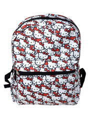 Hello Kitty Backpack 16" All-over Print Sanrio Girls White w/ Front Pocket