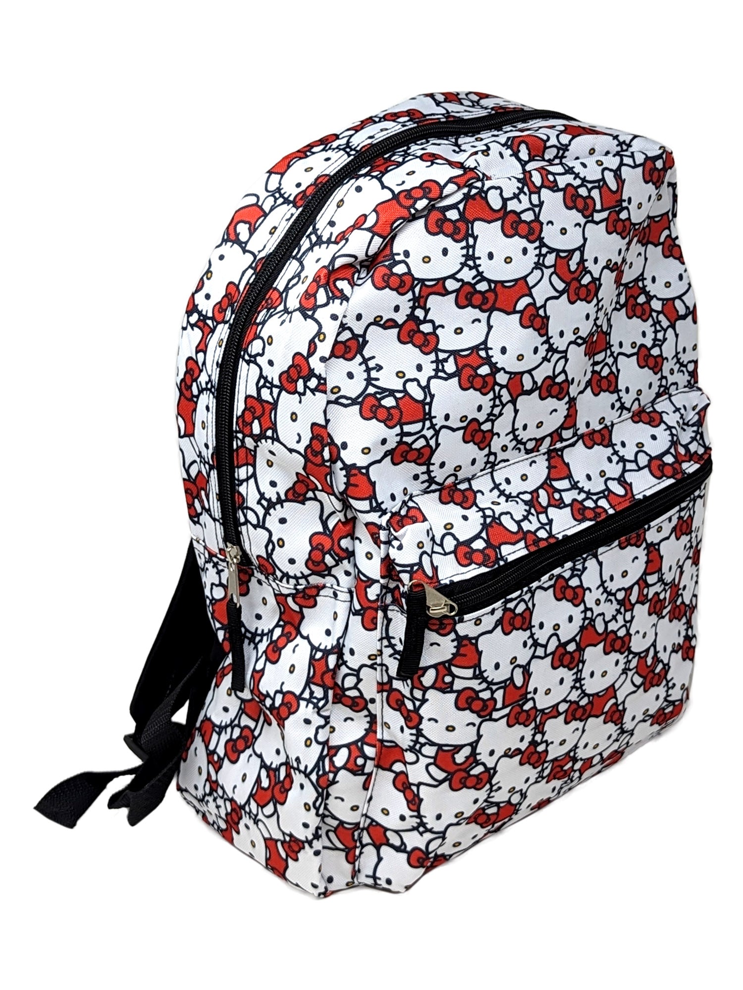 Hello Kitty Backpack 16" All-over Print Sanrio Girls White w/ Front Pocket