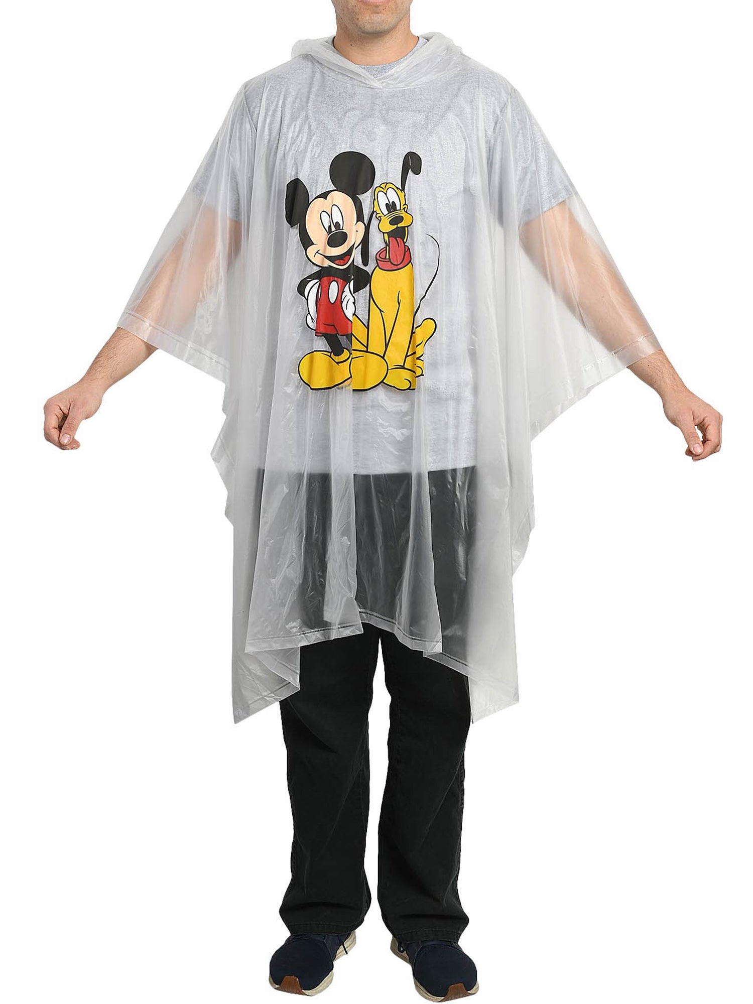 Disney Mickey Mouse Black 18" Drawstring Bag w/ Mickey Pluto Rain Poncho Set