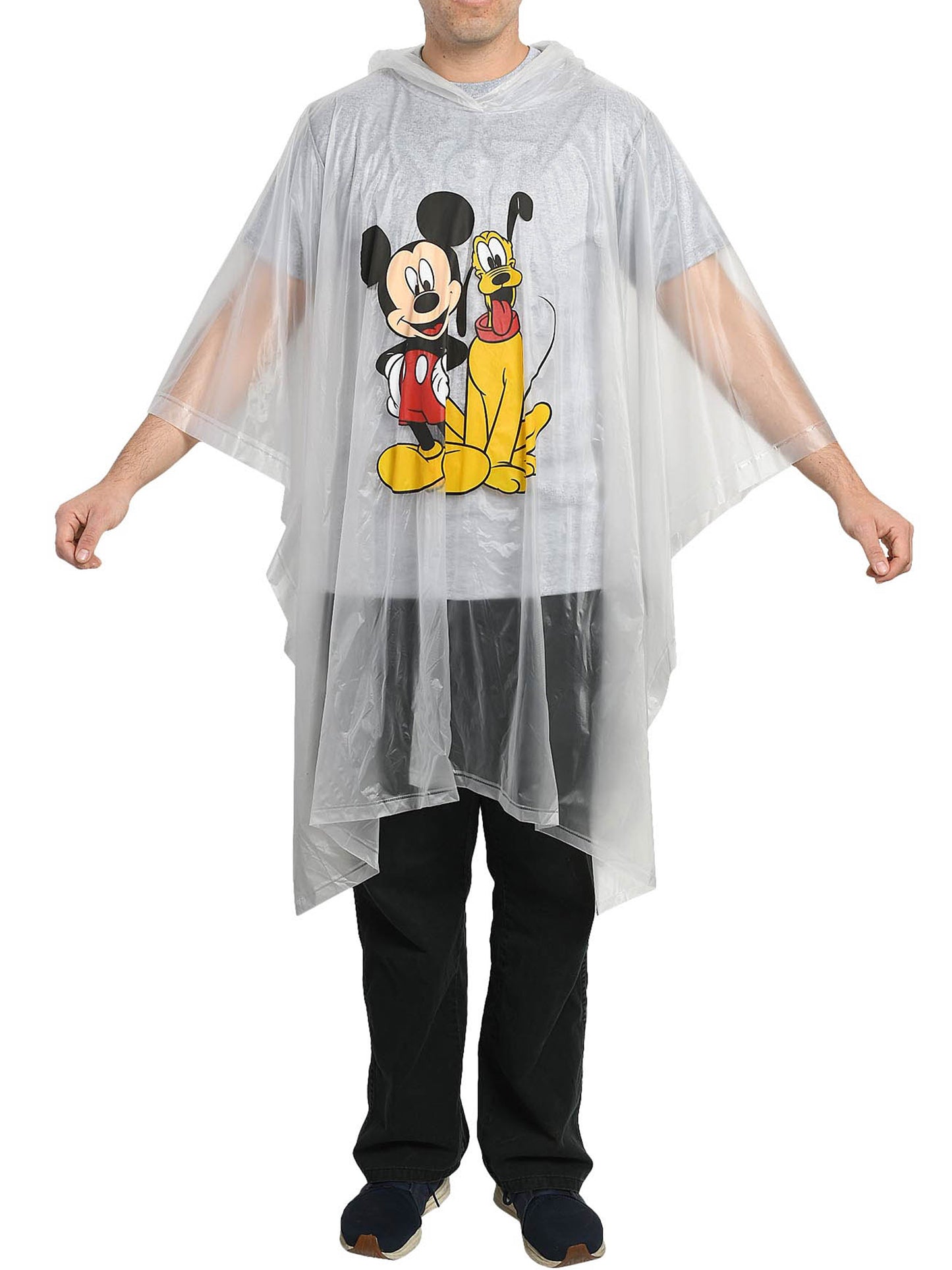 Disney Mickey Mouse & Pluto Men's Adult Rain Poncho Water Resistant