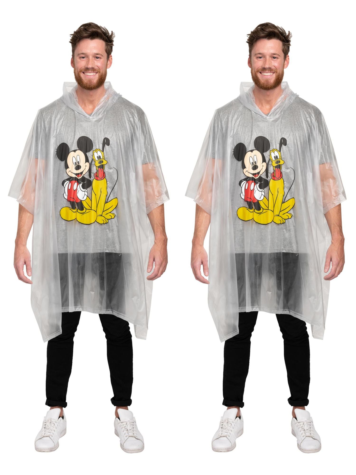 Adult Disney Mickey Mouse & Pluto Rain Poncho 2-Pack Set Water Resistant