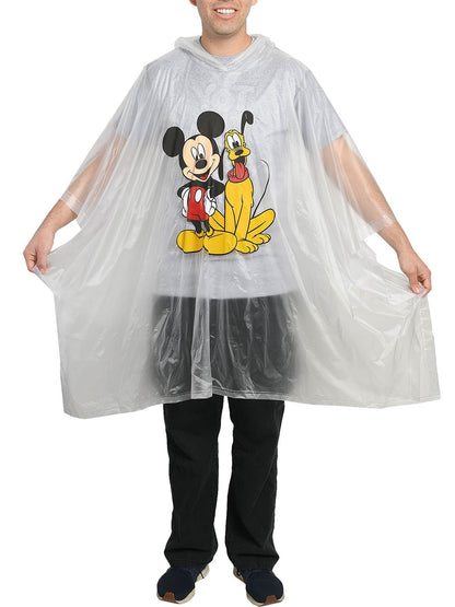 Disney Mickey Mouse & Pluto Men's Adult Rain Poncho Water Resistant