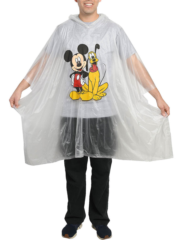 Disney Mickey Mouse & Pluto Men's Adult Rain Poncho Water Resistant