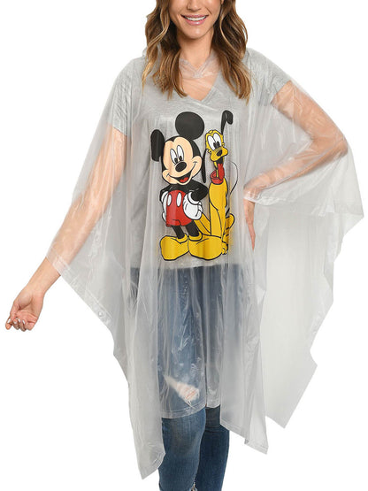 Disney Mickey Mouse & Pluto Women's Adult Rain Poncho Water Resistant