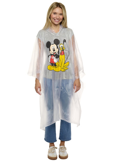 Disney Mickey Mouse & Pluto Women's Adult Rain Poncho Water Resistant