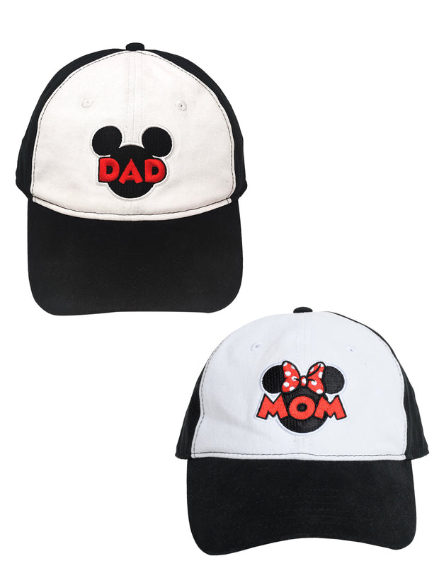 Mickey & Minnie Mouse Dad Mom Adult Baseball Hat Cap Disney Black White