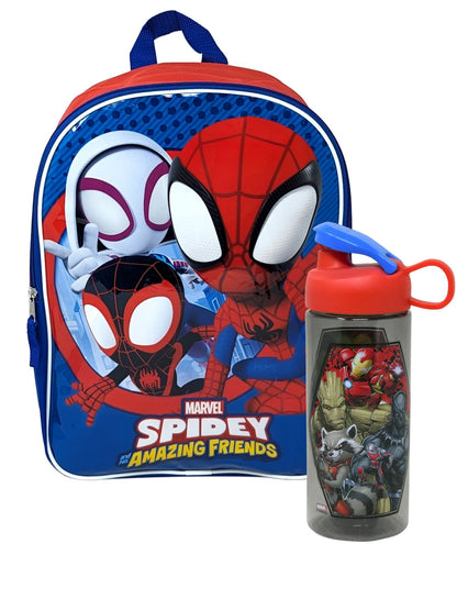 Marvel Spidey & Friends Backpack 15" & Water Bottle 2-Piece Set