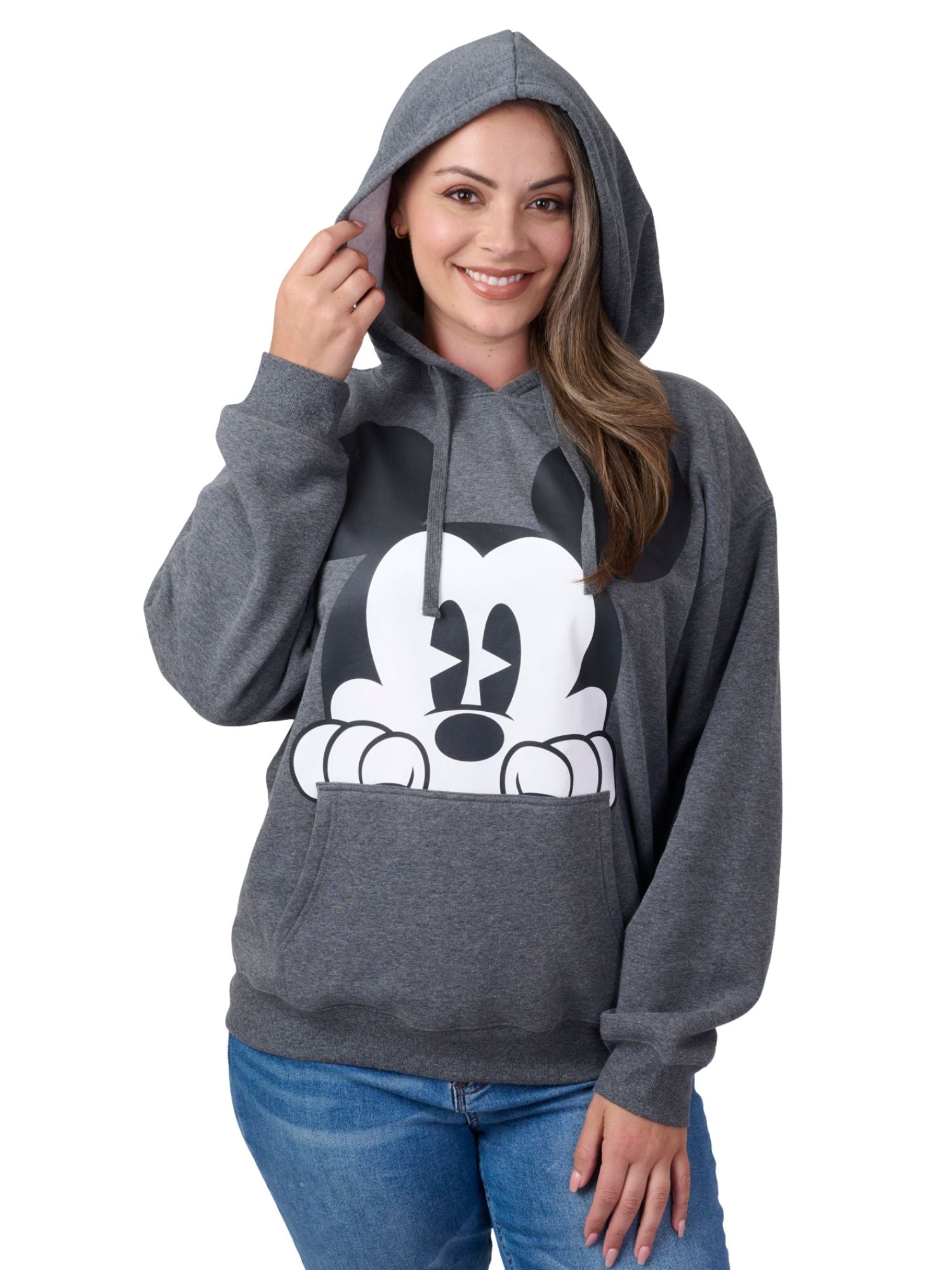 Disney Mickey Mouse Women's & Plus Size Graphic Hoodie, Charcoal