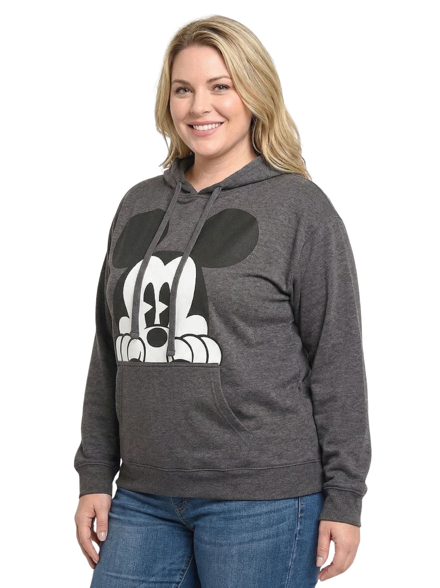 Women's & Women's Plus Mickey Mouse Hoodie Sweatshirt Pullover Charcoal Gray