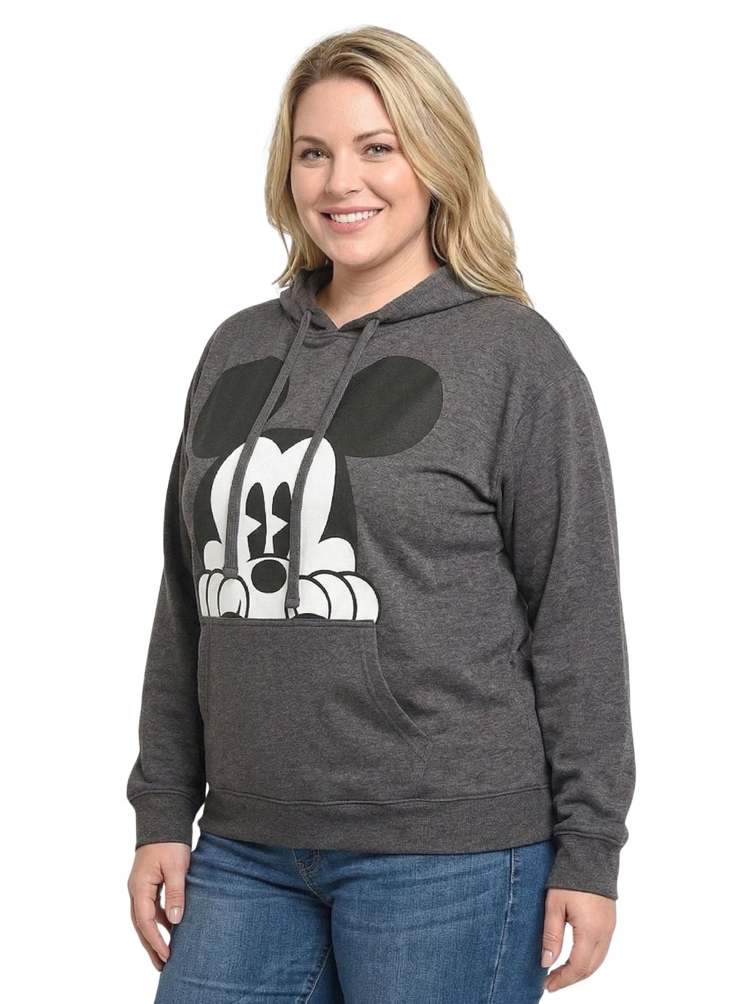 Women's & Women's Plus Mickey Mouse Hoodie Sweatshirt Pullover Charcoal Gray