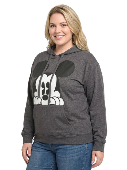 Women's & Women's Plus Mickey Mouse Hoodie Sweatshirt Pullover Charcoal Gray