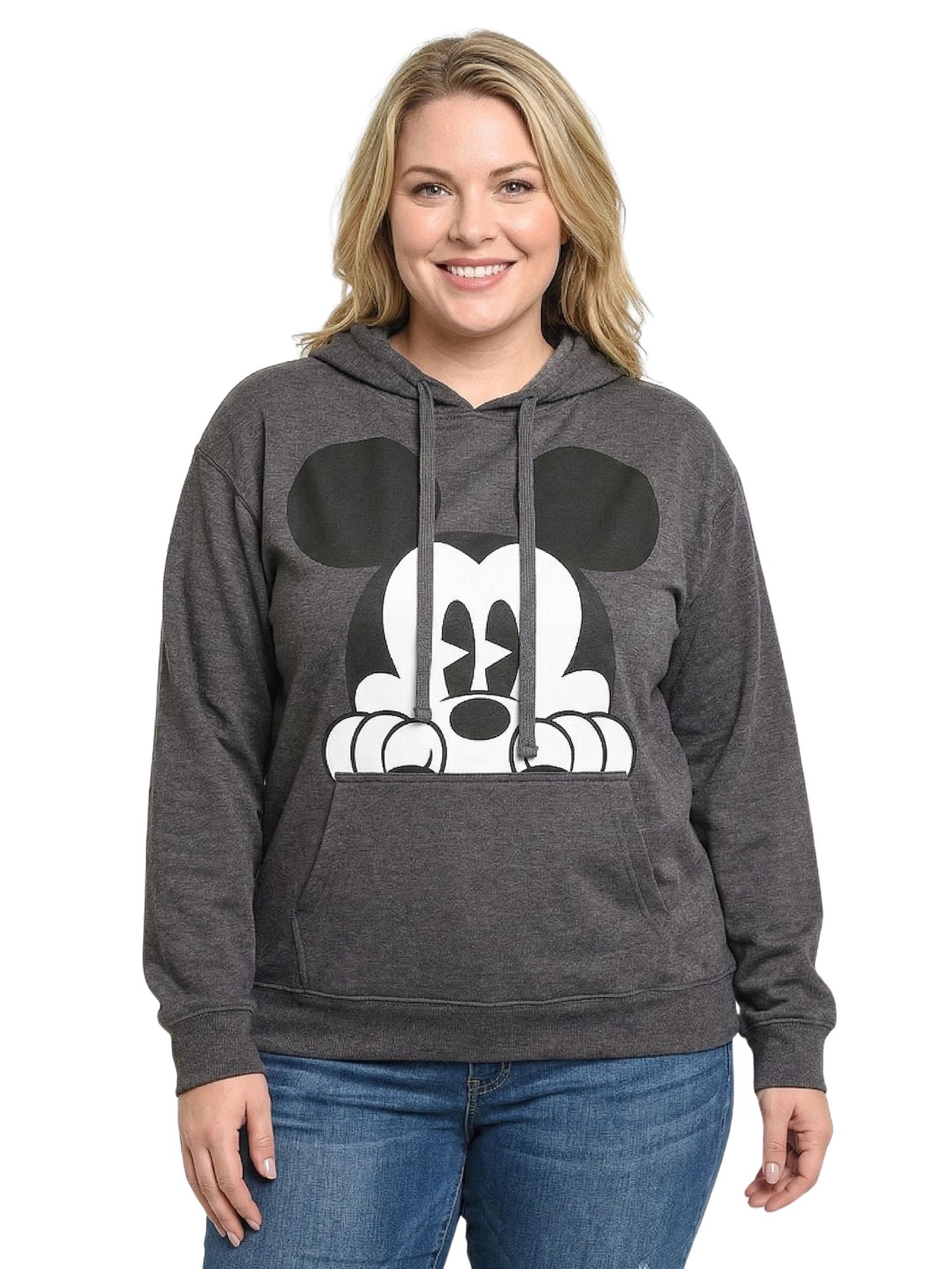 Women's & Women's Plus Mickey Mouse Hoodie Sweatshirt Pullover Charcoal Gray