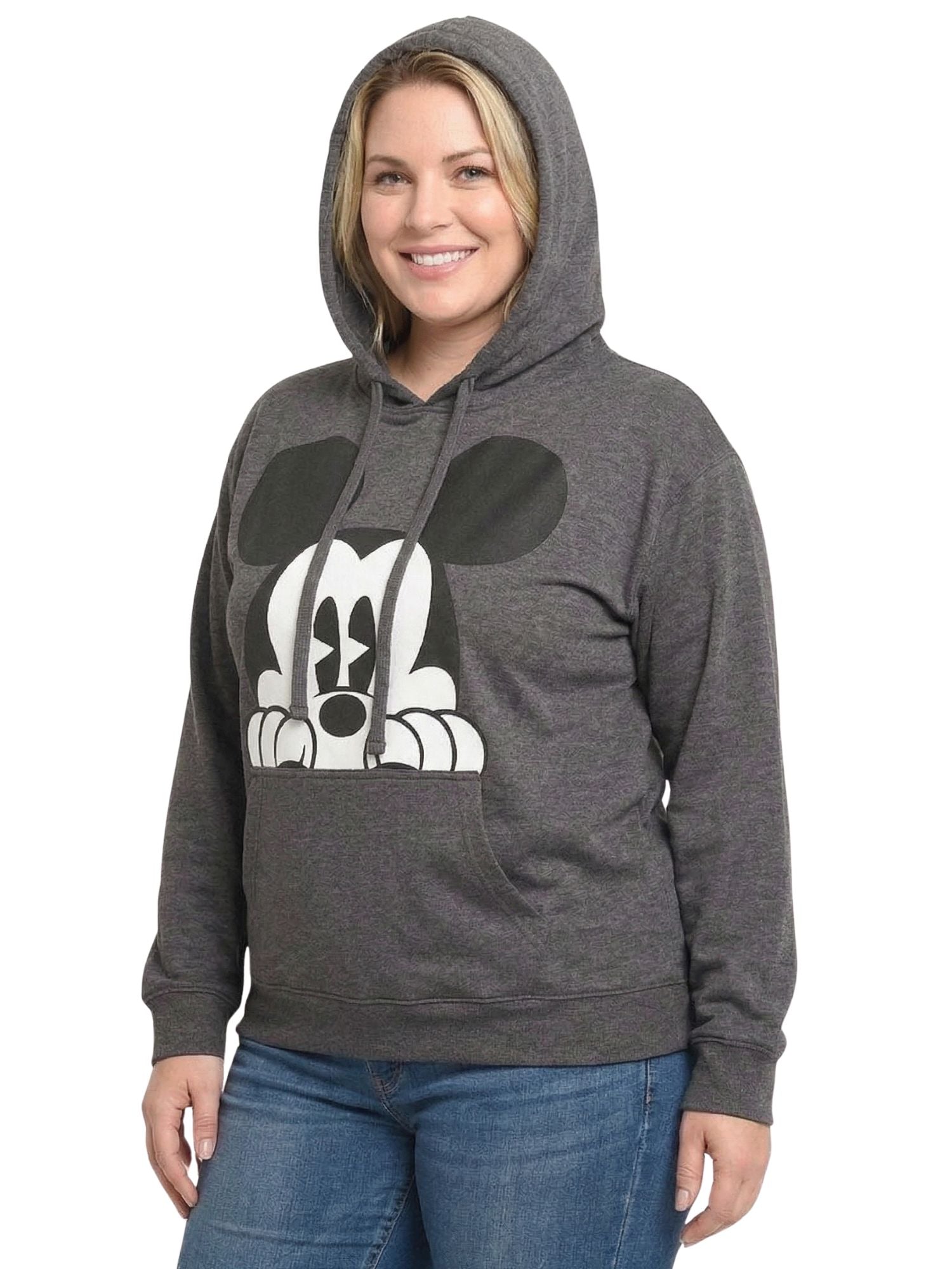 Women's & Women's Plus Mickey Mouse Hoodie Sweatshirt Pullover Charcoal Gray