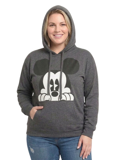Women's & Women's Plus Mickey Mouse Hoodie Sweatshirt Pullover Charcoal Gray