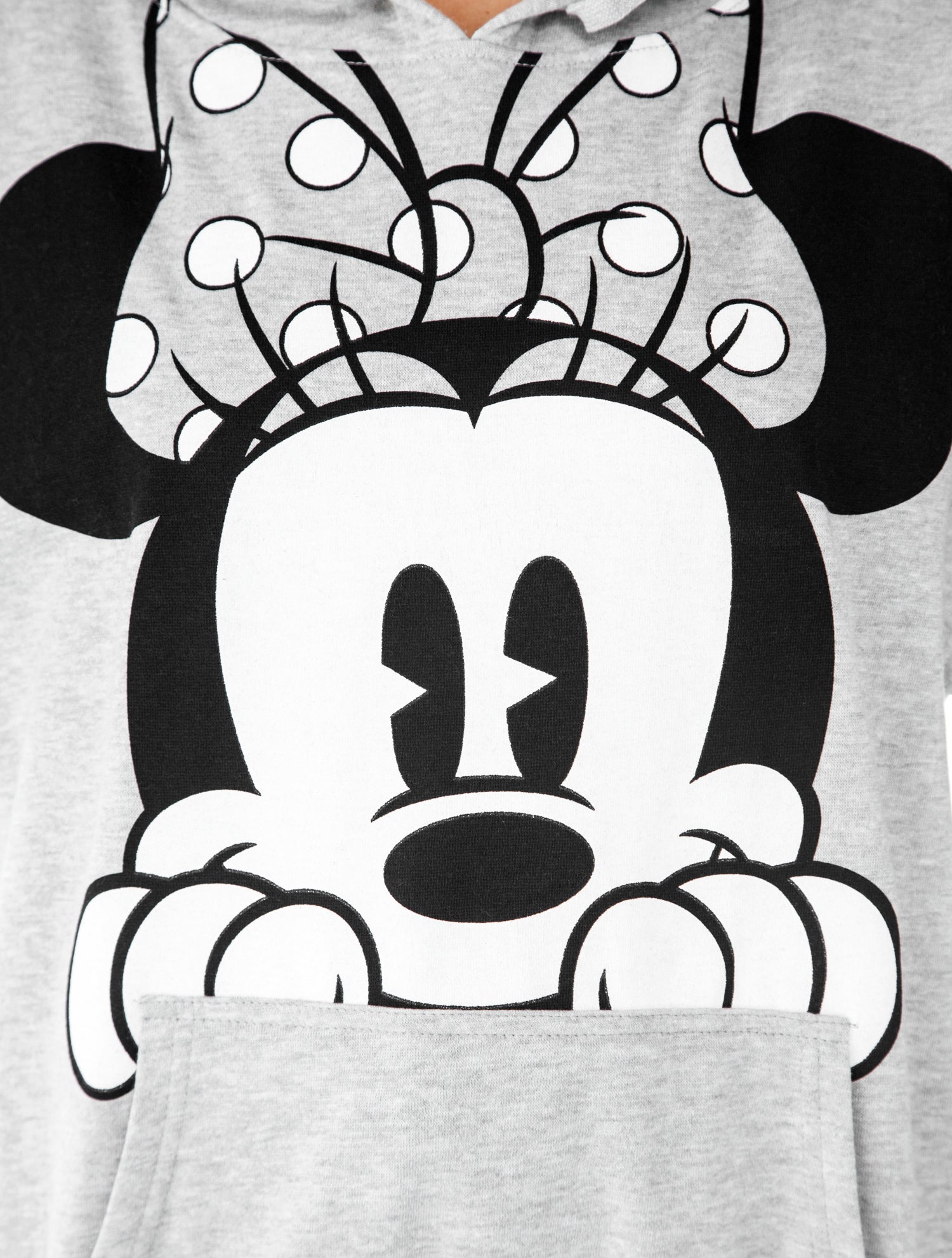 Disney Minnie Mouse Hoodie Sweatshirt Peeking Front Pocket Gray Womens Plus Size