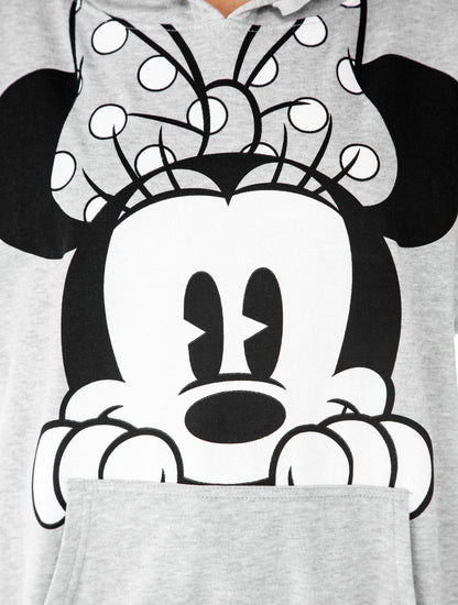 Disney Minnie Mouse Hoodie Sweatshirt Peeking Front Pocket Gray Womens Plus Size