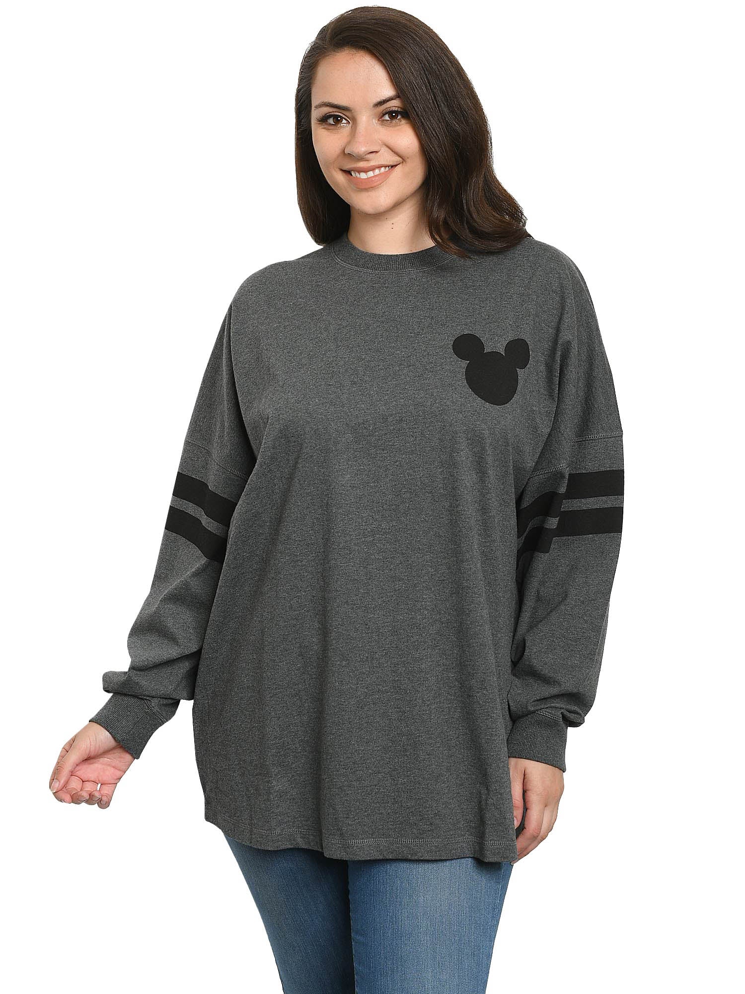 Mickey Mouse Sweatshirt Disney Womens Long Sleeve Oversized Jersey Charcoal Gray