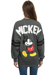 Mickey Mouse Sweatshirt Disney Women's Long Sleeve Jersey Charcoal Gray
