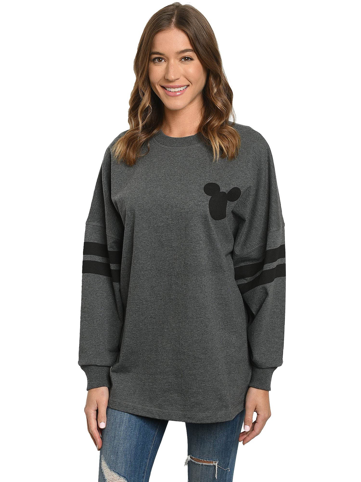 Mickey Mouse Sweatshirt Disney Womens Long Sleeve Oversized Jersey Charcoal Gray