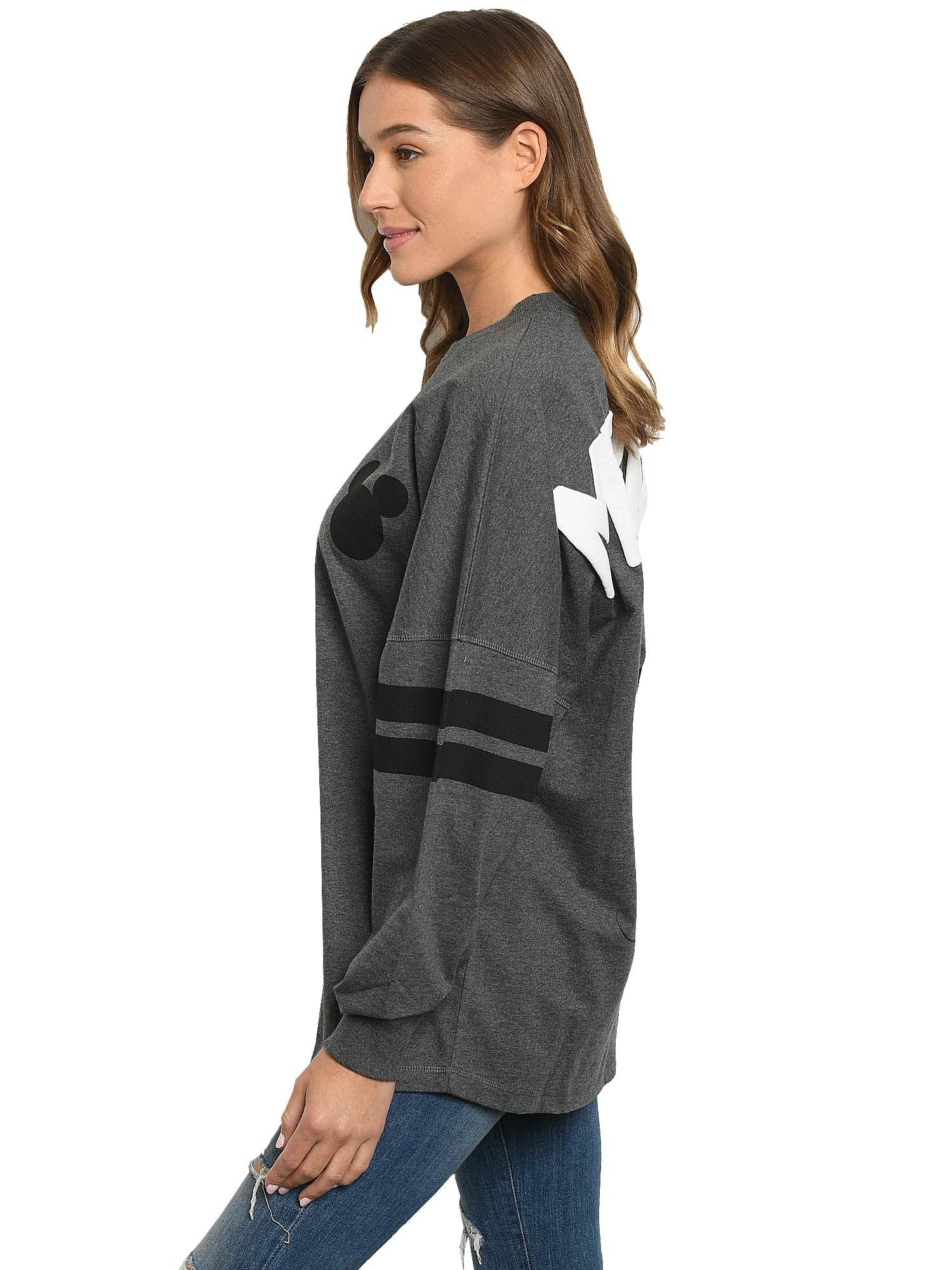 Mickey Mouse Sweatshirt Disney Womens Long Sleeve Oversized Jersey Charcoal Gray