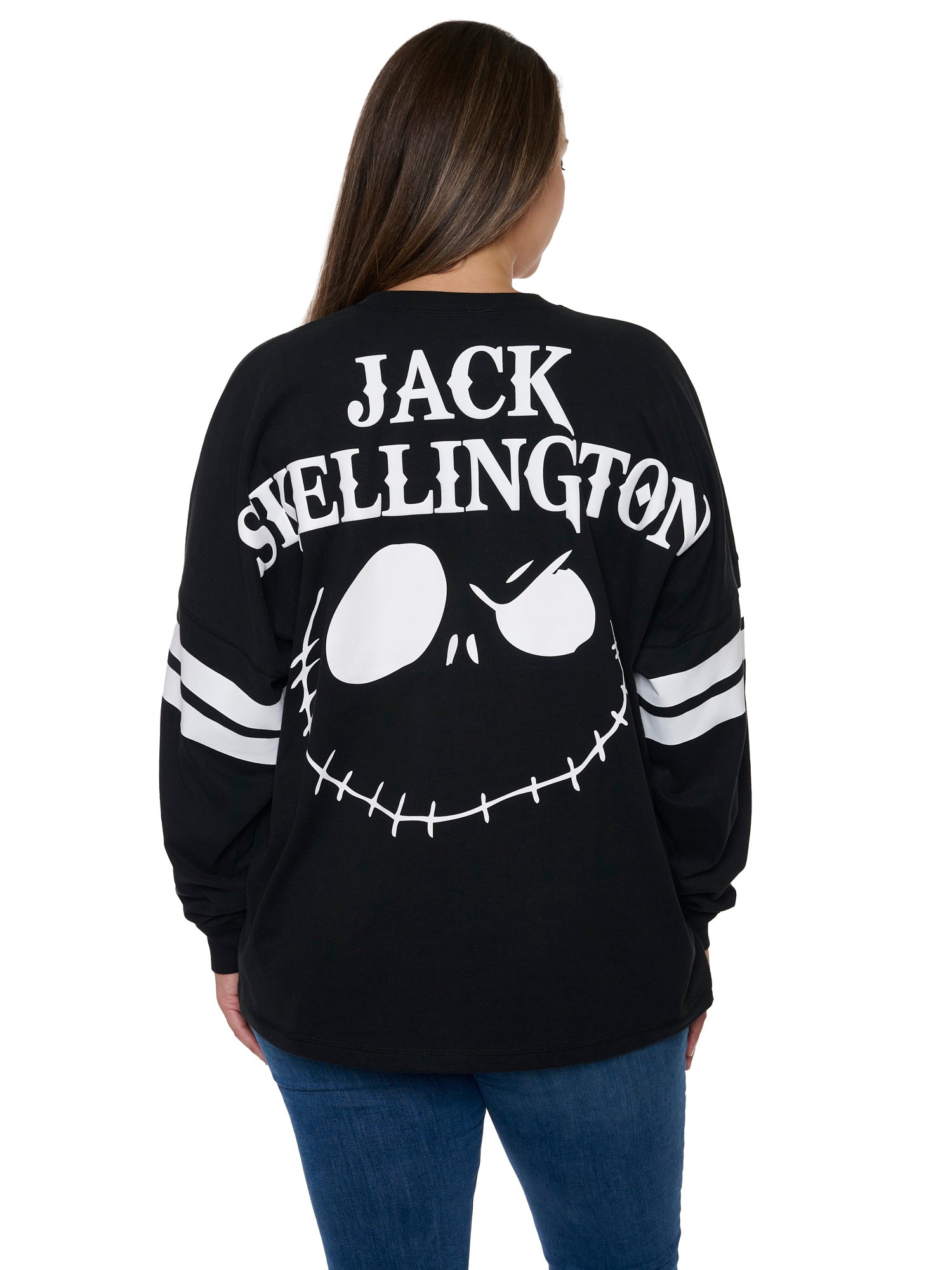 Disney Women's Jack Skellington Sweatshirt Long Sleeve Hockey Style Jersey