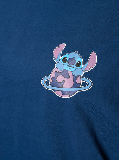 Disney Women's Stitch Long Sleeve Sweatshirt Jersey Blue Hockey Style